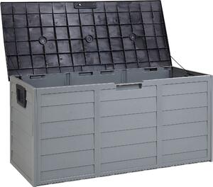 BELIANI Cassetta portaoggetti da giardino in plastica grigia 112 x 50 cm con maniglie ruote Cassetta porta attrezzi da esterno