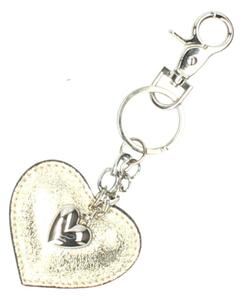 Portachiavi in vera pelle cuore oro