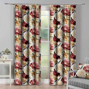 Tenda con nastro 140x250 cm beige con fiori grandi