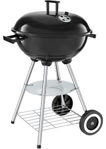 Barbecue a sfera con 2 ruote, Ø 41,5 cm, vaschetta raccogli cenere rimovibile - nero/argento