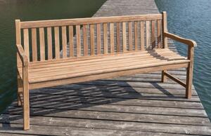 Panchina da giardino robusta Picadelly da 180 cm in teak di prima qualità con braccioli