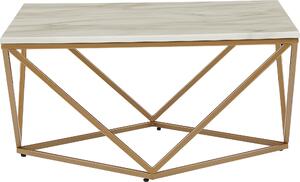 Tavolino BELIANI beige con oro 80 x 80 cm struttura in metallo aspetto marmo forma geometrica quadrata moderno