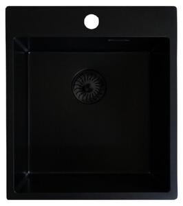 Lavello Caressi CAQPP40KR10BK-EB, da incasso. Nero