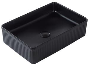 BELIANI Lavandino da bagno in Vetroceramica nera 50 x 34 cm rettangolare opaco in stile moderno