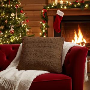 Federa cuscino gobelin con cordoncino 42x42 cm marrone Chenille IT150