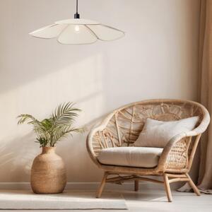 Lampada a sospensione con paralume a forma di fiore, 77 cm, E27, tessuto, beige