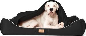 Tierlando® Letto ortopedico per cani RUDOLPH incl. copertura protettiva con coperta per cani - Dimensioni: 130x100cm | Colore: 03 Nero