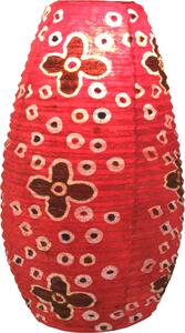 Paralume ovale in carta Lokta, lampada a sospensione Coronada - Flower Power Red, carta Lokta, 52*29*29 cm, paralumi asiatici in carta e tessuto