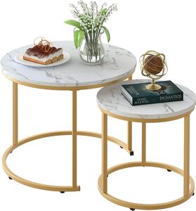 Omgoods - Set di 2 tavolini rotondi con struttura in metallo