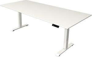 Scrivania Kerkmann Move 4 regolabile in altezza elettricamente, bianca, rettangolare, con base a T bianca, 250,0 x 100,0 cm