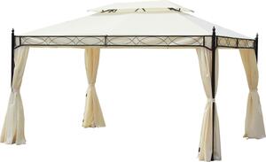 Padiglione da giardino 3x4 m crema, tenda da festa tenda da giardino pagoda per giardino e terrazzo