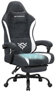 Sedia da gaming SONGMICS, sedia da ufficio ergonomica in poliestere, con poggiapiedi e cuscino lombare, inclinazione di 135°, 70 x 70 x (120-130) cm