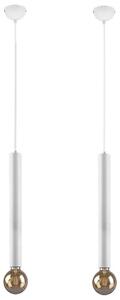2 lampade a sospensione, altezza regolabile, metallo, colore bianco, altezza massima 150 cm