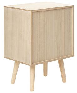 BELIANI Comodino in paulownia MDF chiaro con cassetto con anta in rattan comodino in stile bohémien comodino camera da letto