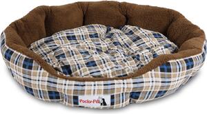 Letto per cani Cuscino per cani a scacchi blu Cesto per cani 75 x 75 x 16 cm