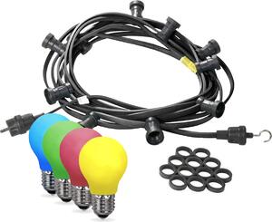 Catena luminosa per feste 5m - Catena luminosa per esterni nera - Germany 5x luci a goccia LED colorate