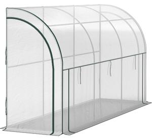 Serra Outsunny con ripiani e porta scorrevole, serra in plastica resistente all'inverno con struttura in acciaio