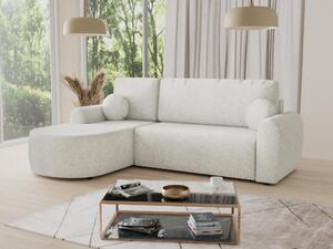 Divano ad angolo Jazz con funzione letto e contenitore - Tessuto bouclé - Divano a L, divano imbottito, divano letto, set di divani, divano letto (Bianco (Coral 70), divano ad angolo con apertura a sinistra)