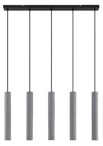 Lindby Pendellampe Concretto, 100 cm, grau, 5-flg., Beton
