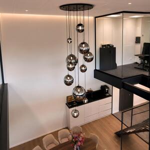 S.luce Orb glass ball gallery lamp 5m suspension black Gallery lamp hanging lamp Orb/colour gradient smoke Ø 30cm round