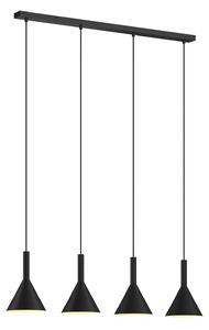 Lampada a sospensione Tadej, 4 luci, bianco-nero, metallo, E27