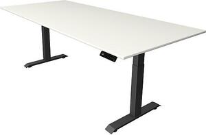 Scrivania Kerkmann Move 4 regolabile elettricamente in altezza, bianca, rettangolare, con base a T grigia, 250,0 x 100,0 cm