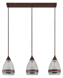 Lampada a sospensione Millina in vetro Lindby, 70 cm, marrone ruggine, 3 luci