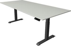 Scrivania Kerkmann Move 4 regolabile in altezza elettricamente, grigio chiaro, rettangolare, con base a T grigia, 250,0 x 100,0 cm