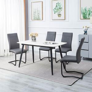 Set di 4 sedie da pranzo LOANO in grigio, con telaio oscillante in metallo, seduta imbottita e rivestita in Pelle finta, sedia oscillante imbottita