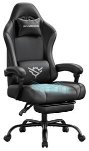 Sedia da gaming SONGMICS, sedia da ufficio ergonomica in Finto cuoio, con poggiapiedi e cuscino lombare, inclinazione di 135°, 70 x 70 x 120-130 cm, nera