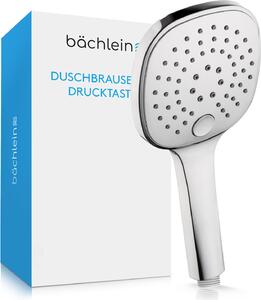 Soffione universale Bächlein - Soffione con 3 modalità di getto, facile da cambiare grazie al pratico pulsante - Soffione quadrato cromato - Doccetta con attacco standard G 1/2"