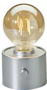 Lampadina vintage a batteria Edison Lampada da tavolo LED USB-C dimmerabile con interruttore rotante - decorazione moderna argento opaco