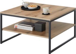Tavolino KUBUS in rovere Evoke con struttura quadrata in metallo (LxHxP) 75x40x75 cm