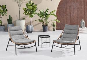 Happy Home Happy Home Set da giardino in rattan 3 pezzi con cuscini HGS52-GRA, grigio