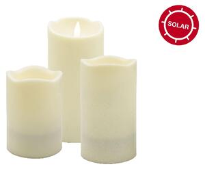 Candela Lights, set di 3 candele LED solari per esterni, colore sabbia, con timer (4 ore), resistenti agli agenti atmosferici e sostenibili