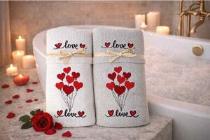 Set regalo di 2 pz asciugamani in spugna LOVE MIGDU21 40x60 cm + 50x100 cm
