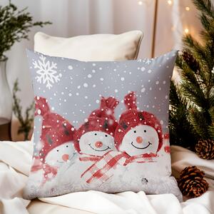 Federa cuscino Pupazzi di neve rosso 40x40 cm Made in Italy