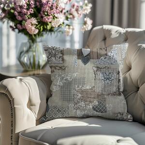 Federa cuscino patchwork cuori taupe