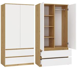 Armadio da ingresso 90 cm TAAVI - rovere artigianale / bianco