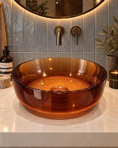 Lavabo 40 cm ciotola da appoggio Ischia in resina ambra