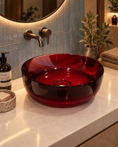 Lavabo 40 cm ciotola da appoggio Ischia in resina rosso