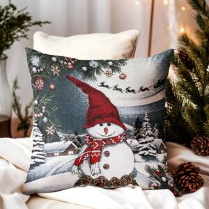 Federa cuscino gobelin Pupazzo di neve Chenille IT07
