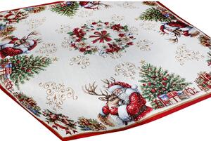 Lussuosa tovaglia natalizia arazzo con lurex - Babbo Natale