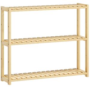 HOMCOM Scaffale per il Bagno a 3 Ripiani Regolabili in 5 Posizioni, in Bambù, 60x15x50 cm, color Legno