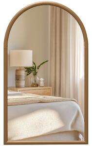 HOMCOM Specchio da Parete ad Arco 110x65cm con Cornice in Legno per Camera e Ingresso, Marrone Scuro