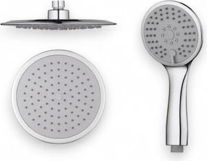 Set colonna doccia in acciaio cromato con soffione e doccetta monofunzione a risparmio idrico multifunzione con deviatore 1/2"