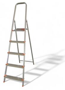 Scala professionale in alluminio portata 150 kg con gradini antiscivolo ideale per uso domestico e lavori edilizia - 4 gradini