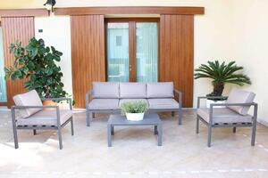 Salotto da giardino 5 posti con struttura in alluminio divano poltrone e tavolino Eracle - DarkGrey