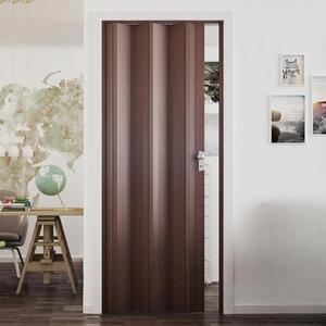 Porta a soffietto effetto legno in pvc rigido con maniglia 82x214 cm - Noce