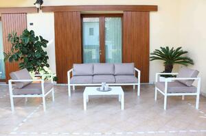 Salotto da giardino 5 posti con struttura in alluminio divano poltrone e tavolino Eracle - White